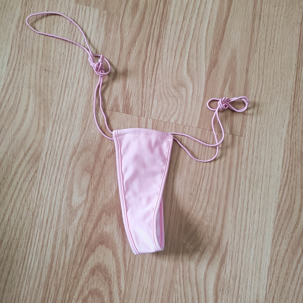 Pink Satin Thong